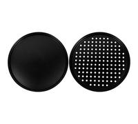 VINTORKY Ensemble 2pcs Plaques à Pizza Perforées Antiadhésives en Acier Carbone Noir, Solides Libération Rapide, pour Gâteaux en Couches et Café