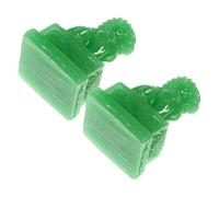 VINTORKY Ensemble de 2 Statues Miniatures de Lionceau Vert en Résine, Décoration Feng Shui de Bureau Unique et Design Vivant pour Bureau et Maison