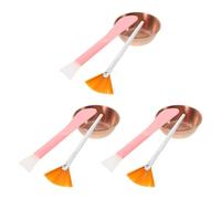 VINTORKY Ensemble de 3 bols mélangeurs pour masques faciaux, pinceaux éventail, spatules pour masques à l'argile - Applicateurs de maquillage pour soins spa maison en acier inoxydable