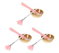 VINTORKY Ensemble de 3 bols mélangeurs pour masques faciaux, pinceaux éventail, spatules pour masques à l'argile - Applicateurs de maquillage pour soins spa et salons de beauté - Acier
