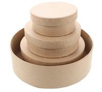 VINTORKY Ensemble de 4 Boîtes Rondes en Papier Kraft Couvercles, Dimensions Diverses, pour Emballage de Bonbons et Coffrets Souvenirs Personnalisés