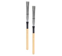 VINTORKY Ensemble de Baguettes de Batterie et Balai de Batterie en Acier Brosse à Manche en Bois Jazz et Son Naturel