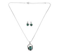 VINTORKY Ensemble de Bijoux Mariage Vert en Alliage Antiallergique Pendentif Goutte D'eau et Boucles D'oreilles, Design Élégant Poli pour Femme et Mariée Lors de Fêtes