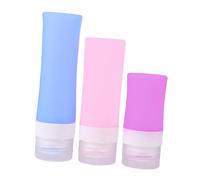 VINTORKY Ensemble de Voyage en Silice Léger 3 Bouteilles Rechargeables pour Femme, Flacons Cosmétiques Compacts et Tubes de Gel Économisant L'espace, pour Déplacements