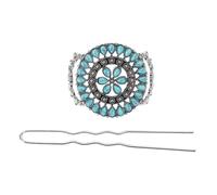 VINTORKY Épingle à Cheveux Turquoise Vintage en Alliage de Zinc Forme Fleur, Accessoire Rétro Chinois Facile à Poser, comme Présent Élégant