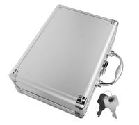 VINTORKY Étui de Transport Rigide en Alliage D'aluminium Argenté avec Serrure à Clé, Rembourrage Mousse 2 Couches, Design Portable avec Poignée pour Microphones et Documents en Usage