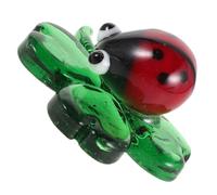 VINTORKY Figurine de Coccinelle en Verre Soufflé sur Trèfle à Quatre Feuilles, Décoration Élégante et Polyvalente pour Bureau ou Salon, Saint-Patrick