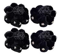 VINTORKY Filets à Cheveux pour Chignon Ballet 4 Pcs Noirs en Velours Strass, Accessoires Coiffure Femmes Danseuses et Infirmières, Décorations Cheveux Élégantes pour Soirée et Travail