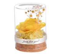 VINTORKY Fleur Éternelle Décoration Créative et Délicate sous Dôme en Verre Borosilicaté Socle en Bois pour Noël Saint-Valentin, Cadeau d'amour pour Maison ou Bureau