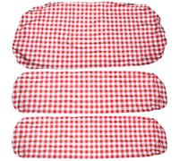 VINTORKY Housse de Table de Pique-niques Imperméable et Antipoussière en Flanelle et Pvc, Taille Standard, Rouge à Carreaux Blancs, Ensemble pour Table et Bancs, Protection Extérieure