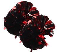 VINTORKY Json Data Pompons de Pom-Pom Girl Réutilisables Noirs et Rouges, Lot de 2 Compacts en PET Léger Poignée Lisse, Accessoires de Danse pour Cheer