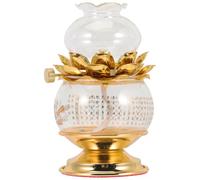 VINTORKY Lampe à Huile Bouddhiste en Verre Rechargeable, Style Rétro, Légère et Pratique pour Bureau ou Présent, Lampe à Pétrole Décorative Anti-Vent