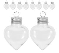 VINTORKY Lot de 10 Bouteilles Décoratives en Verre 50 ML Transparentes Bouchon Anneau Argenté Bouteilles à Breloques pour Bonbons Coffrets Présents Festifs et Décorations de Noël
