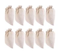 VINTORKY Lot de 10 Sachets de Cuisson Réutilisables en Mousseline de Coton Naturel Beige 7x10 Cm Cordon, Passoires à Mailles Fines pour Thé, Soupe, Bouillon et Épices, Paquet Filtrants