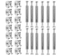 VINTORKY Lot de 10 Sets de Vis à Double Tête 48 Mm avec 20 Raccords à Came en Alliage de Zinc pour Assemblage de Meubles, Fixations à Came pour Armoires, Connecteurs Réglables pour