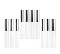 VINTORKY Lot De 10 Tubes à Lèvres Vides 10 Ml Circulaires En Plastique Transparent Bouchon Argenté Pour Gloss à Lèvres, Flacons De Sous-emballage, Voyage Et Usage Personnel