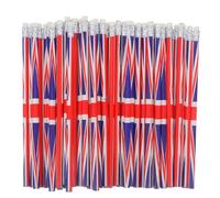 VINTORKY Lot de 100 Crayons en Bois Colorés à Motifs Drapeaux, Crayons pour Étudiants Confortables à Tenir, pour École et Bureau