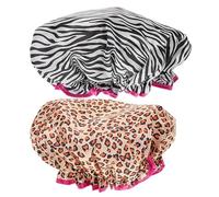 VINTORKY Lot de 2 Bonnets de Réutilisables pour Femmes en Satin Imperméable Structure Double Couche, Confortables pour Laver les Cheveux et Cuisiner