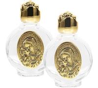 VINTORKY Lot de 2 Bouteilles en Verre Décoratives Or pour Décorations de Baptême, Fiole d'eau Bénite Portable Motif en Relief, pour Rangement Paquet