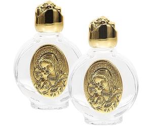 VINTORKY Lot de 2 Bouteilles en Verre Décoratives Or pour Décorations de Baptême, Fiole d'eau Bénite Portable Motif en Relief, pour Rangement Paquet