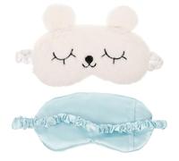 VINTORKY Lot de 2 Masques de Sommeil en Peluche Forme Lapin Cache-Œil Doux pour Garçon et Filles Bandeau Élastique Confortable Couleurs Blanc et Bleu Clair pour Voyage et Sieste