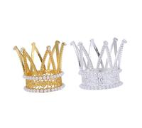 VINTORKY Lot De 2 Mini Couronnes Décoratives Pour Mariage Couronnes De Gâteau Pour Filles Couronnes De Mariée Couronnes Dorées À Paillettes Pour Enfants Couronnes De Mariée Couronnes