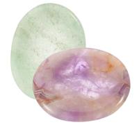 VINTORKY Lot de 2 Pierres de Massage Naturelles pour Pouce en Jade Vert et Améthyste Violette, Mini Pierres Anti-Stress Portables pour Se Détendre et Décoration Intérieure Élégante