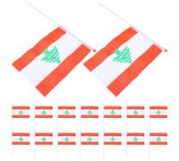 VINTORKY Lot de 20 Mini Drapeaux du Liban en Polyester Hampe, pour Fêtes Nationales et Événements Culturels