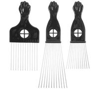 VINTORKY Lot de 3 Peignes Afro Métalliques à Dents Larges, Peigne de Levage Double Face en Acier Inoxydable, pour Cheveux Bouclés et Épais, Unisexe, Usage Quotidien Coiffure et Démêlage