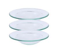 VINTORKY Lot de 3 Plaques de Doublure pour Brûleur de Parfum 10 CM en Verre Transparent pour Chauffe-Cire, Support d'Huile Essentielle, Soucoupes Réutilisables Adaptées aux Lampes