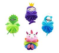 VINTORKY Lot de 4 Boules de Bain en Maille pour Garçon et Filles Animaux Cartoon Accessoire de Bain Mousse Riche Séchage à L'Air et Sûr