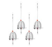 VINTORKY Lot de 4 Cages à Appâts de Pêche en Acier Inoxydable Taille Moyenne 5 CM Couleur Rouge Panier à Leurres Portable et Léger pour Crabes Écrevisses et Crevettes Piège à Appâts