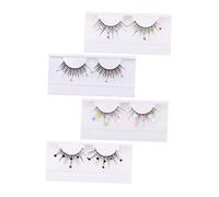 VINTORKY Lot de 4 de Faux Cils Colorés à Paillettes Longs Cosplay Faciles à Appliquer pour Halloween et