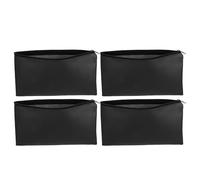 VINTORKY Lot de 4 Pochettes en Cuir PU avec Fermeture éclair - Pochette pour dépôt bancaire, pièces, reçus, chèques, Billets et factures - Portefeuille Noire pour Articles de Papeterie et