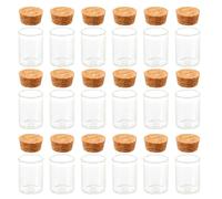 VINTORKY Lot de 48 Mini Bouteilles en Verre Transparent avec Bouchon en Liège, Capacité 15ml, Design Droit, Résistant la Chaleur, pour Idées de Noël et Décorations Romantiques