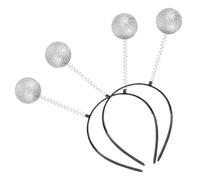 VINTORKY Lot de 5 Bandeaux Antenne Martiens Petits Accessoires de Costume Argentés à Paillettes pour Fête Cosplay et Déguisement à Cheveux Boules Blanches en Mousse