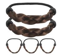 VINTORKY Lot de 5 Élastiques à Cheveux Synthétiques Marron pour Perruques Tressées, Maintien Élastique Adaptable, Accessoires Coiffure Femme Fille, Queue de Cheval, Usage Quotidien