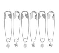 VINTORKY Lot de 6 pinces à cheveux géantes avec épingles de sûreté, pour cheveux épais et volumineux - Pinces à ornées d'une perle en forme de cœur, idéales pour les chignons et