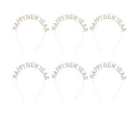 VINTORKY Lot de 6 serre-têtes métalliques « BONNE ANNÉE » - Couleurs assorties - Accessoires pour la Saint-Valentin - Serre-têtes à strass pailletés pour les fêtes de fin d'année