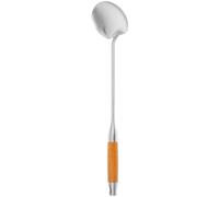 VINTORKY Louche de Chef en Acier Inoxydable Monobloc avec Manche en Bois Résistant à la Chaleur Spatule pour Wok Petite Taille Ustensile Cuisine Polyvalent pour Cuisson Sautée et Service