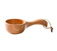 VINTORKY Louche en Bois Massif 21,5x9x5 Cm Manche Monobloc, Pelle à Eau Polyvalente Cuisine et Arrosage, Accessoire de Salle de Bain Naturel, Cuillère à Soupe Japonaise Créative