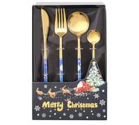 VINTORKY Ménagère de Noël en Acier Inoxydable, Lot Présent Couverts à Steak, Surface Lisse, Facile à Nettoyer, Sûre, pour Famille et Restaurant