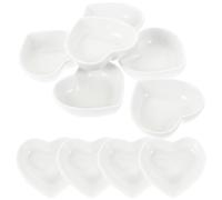 VINTORKY Mini Bols à Sauce en Céramique Blanche Forme Cœur Lot de 10 pour Moutarde et Sauces Sucrées la Cuisine et Apéritifs Réutilisable