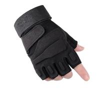 VINTORKY Moufles Tactiques Demi-Doigts Noirs Taille L Chauds et Respirants pour Cyclisme Randonnée et Sports de Plein Air Antichoc et Anti-Transpiration Doublure Polaire Confortable