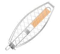 VINTORKY Panier à Griller en Acier Inoxydable Distribution Uniforme Chaleur Poignée en Bois Pliable pour Barbecue Portable pour Barbecue et Rassemblements