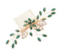 VINTORKY Peigne à Cheveux de Mariage en Alliage Vert Cristal, Fixation Sécurisée et Design Élégant, Accessoire pour Cérémonie en Extérieur