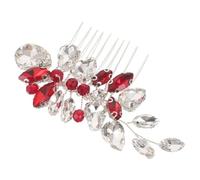 VINTORKY Peigne à Cheveux en Métal Rouge Vintage Cristal Incrusté, Accessoire Stable pour Coiffure de Mariage et Cérémonies Plage