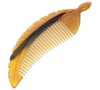 VINTORKY Peigne Antistatique en Corne de Bœuf Naturel Forme Feuille, Massage Multifonction, Calme L'esprit, Apporte Brillance, pour Femmes et Hommes Couleur Aléatoire