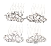 VINTORKY Peigne Couronne Garçon Et Filles 4 Pièces Petits Peignes Diadèmes Strass Assortis Taille Unique Accessoire Pour Filles Fête Mariage Photo Banquets