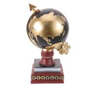 VINTORKY Petit globe terrestre décoratif pour bureau, ornement vintage en résine, sculpture classique de Tellurion sur un livre, pour la décoration d'une étagère ou d'un bureau à